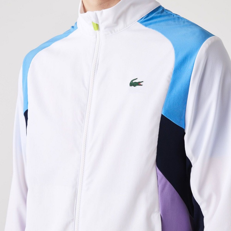 Men's Lacoste SPORT Colorblock Tennis Tracksuits White Blue Navy Blue Purple Navy Blue | OSG208465