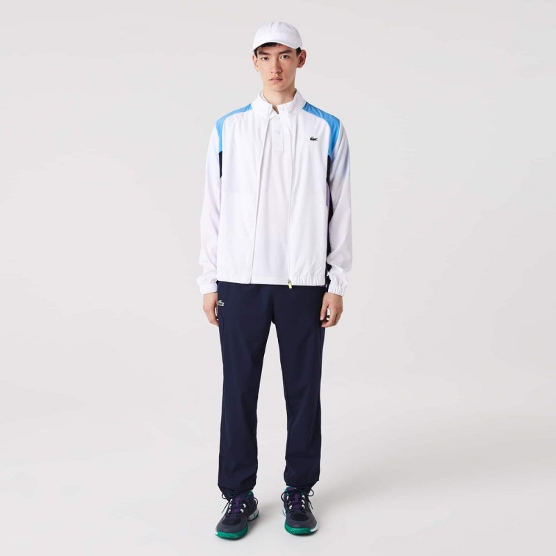 Men\'s Lacoste SPORT Colorblock Tennis Tracksuits White Blue Navy Blue Purple Navy Blue | OSG208465