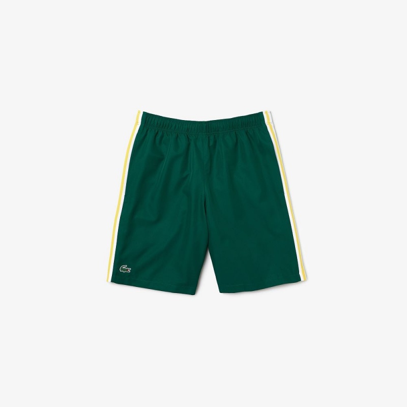 Men's Lacoste SPORT Contrast Bands Lightweight Shorts Green Yellow White | BHV035782