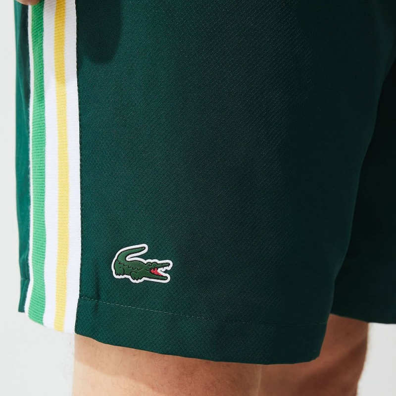 Men's Lacoste SPORT Contrast Bands Lightweight Shorts Green Yellow White | BHV035782