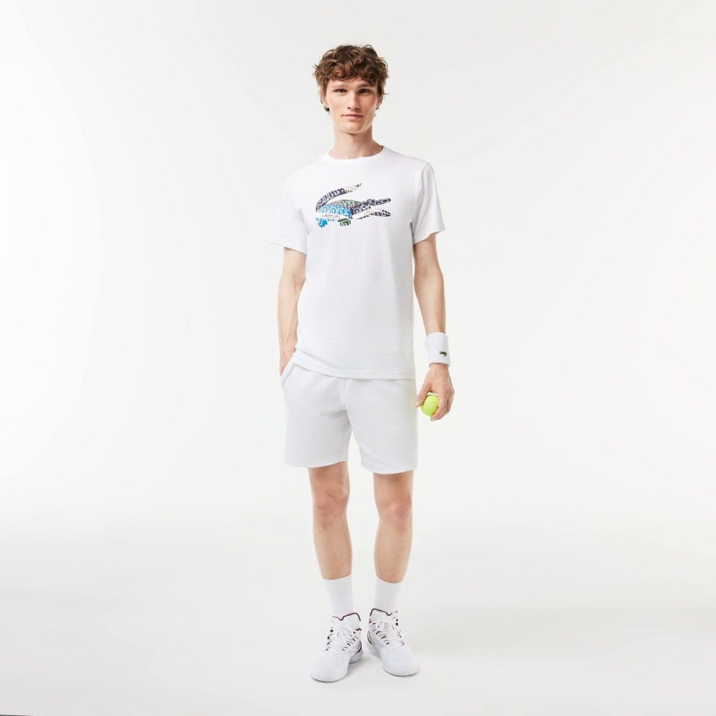 Men's Lacoste SPORT Cotton Jersey T-Shirt White | NHC203416