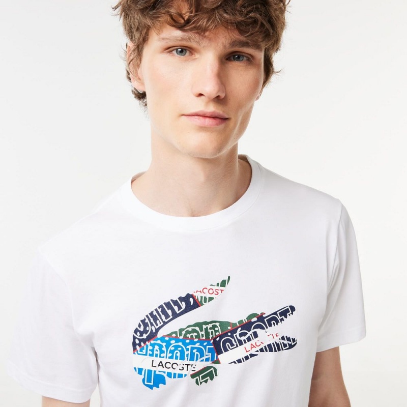 Men's Lacoste SPORT Cotton Jersey T-Shirt White | NHC203416