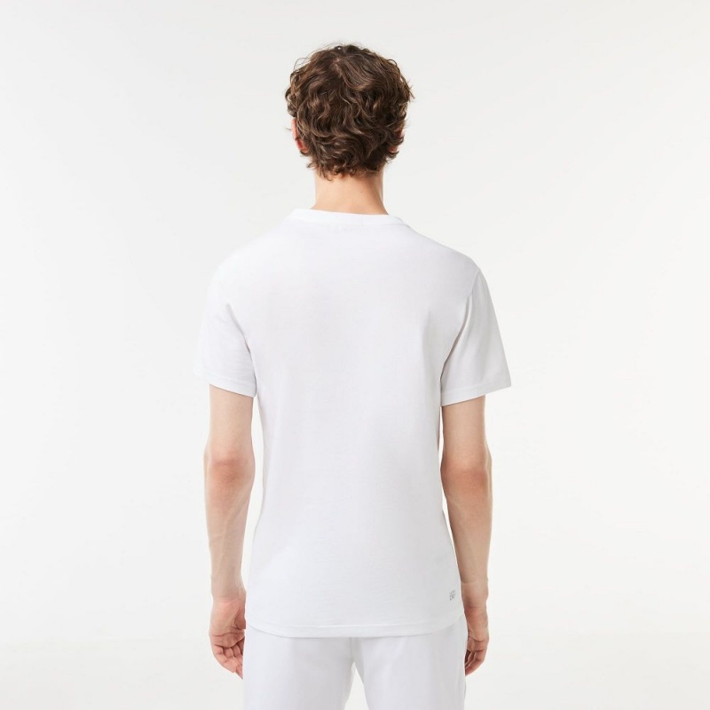 Men's Lacoste SPORT Cotton Jersey T-Shirt White | NHC203416