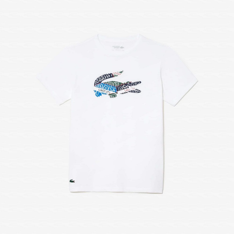 Men's Lacoste SPORT Cotton Jersey T-Shirt White | NHC203416