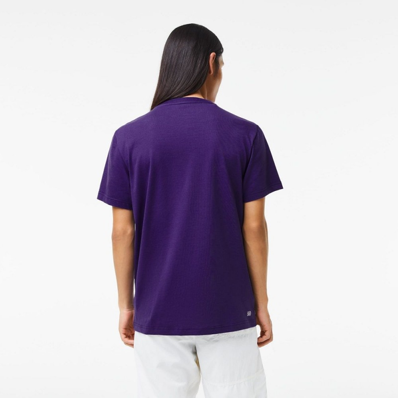 Men's Lacoste SPORT Crocodile Print Jersey T-Shirt Purple | UXE621794