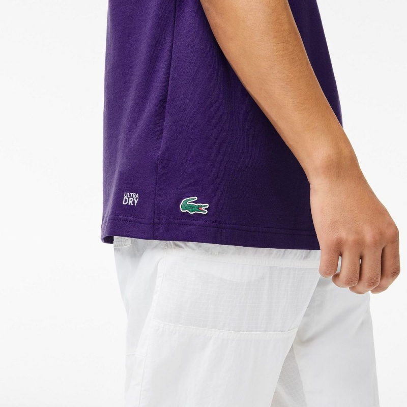 Men's Lacoste SPORT Crocodile Print Jersey T-Shirt Purple | UXE621794