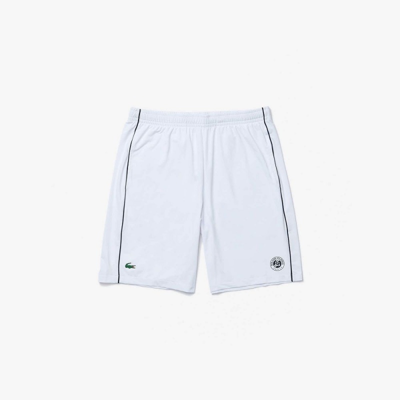 Men's Lacoste SPORT French Open Edition Lightweight Stretch Shorts White Navy Blue | VPF150964