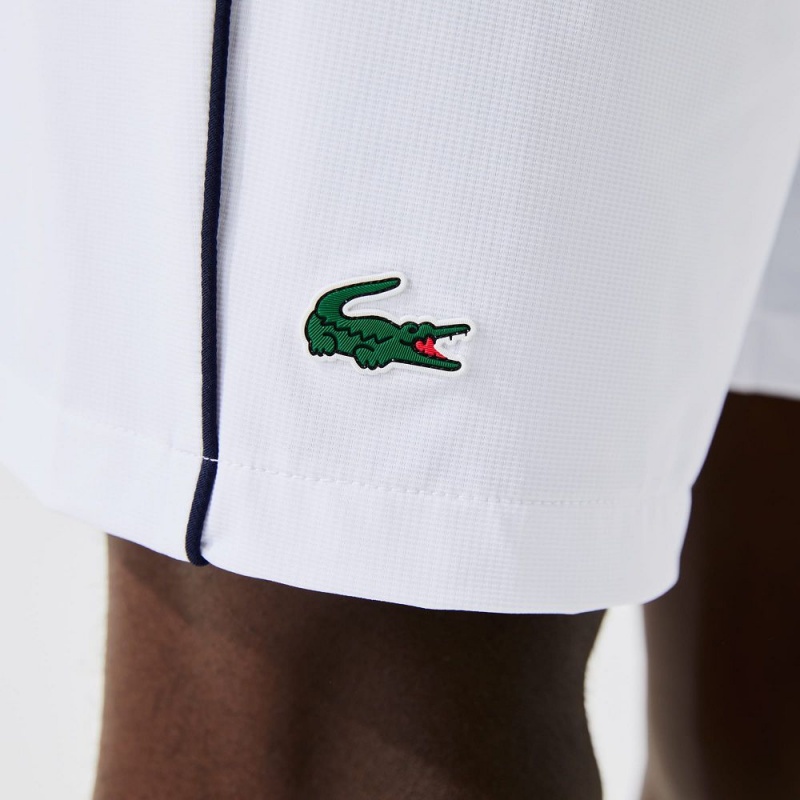 Men's Lacoste SPORT French Open Edition Lightweight Stretch Shorts White Navy Blue | VPF150964