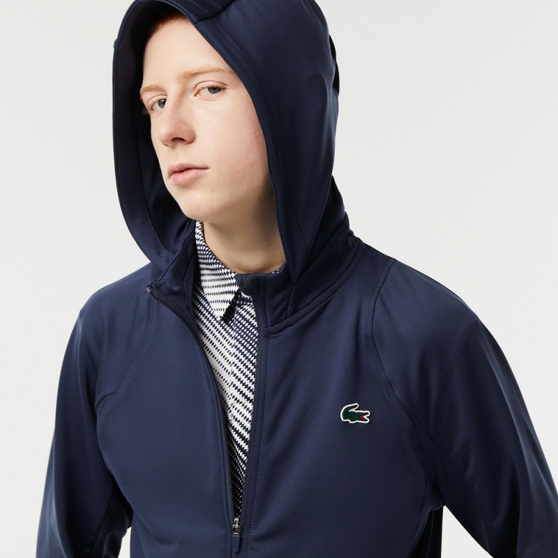 Men's Lacoste SPORT High-Neck Zip-Up Sweatshirt Blue | OWK718643