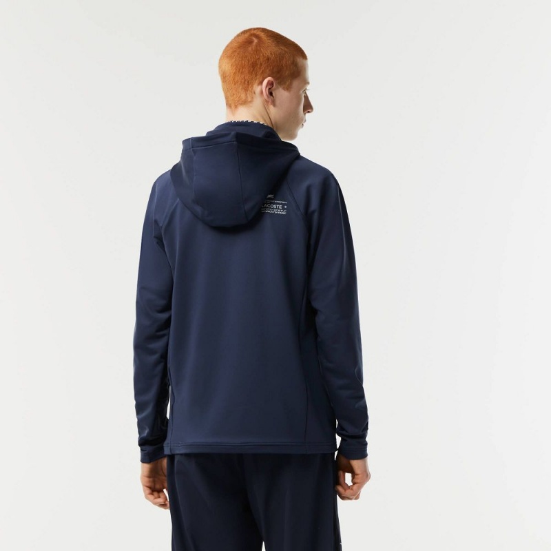 Men's Lacoste SPORT High-Neck Zip-Up Sweatshirt Blue | OWK718643