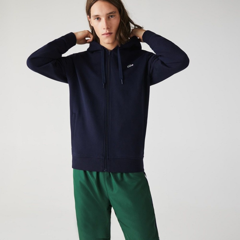 Men's Lacoste SPORT Lightweight Hoodie Navy Blue | RVE261907