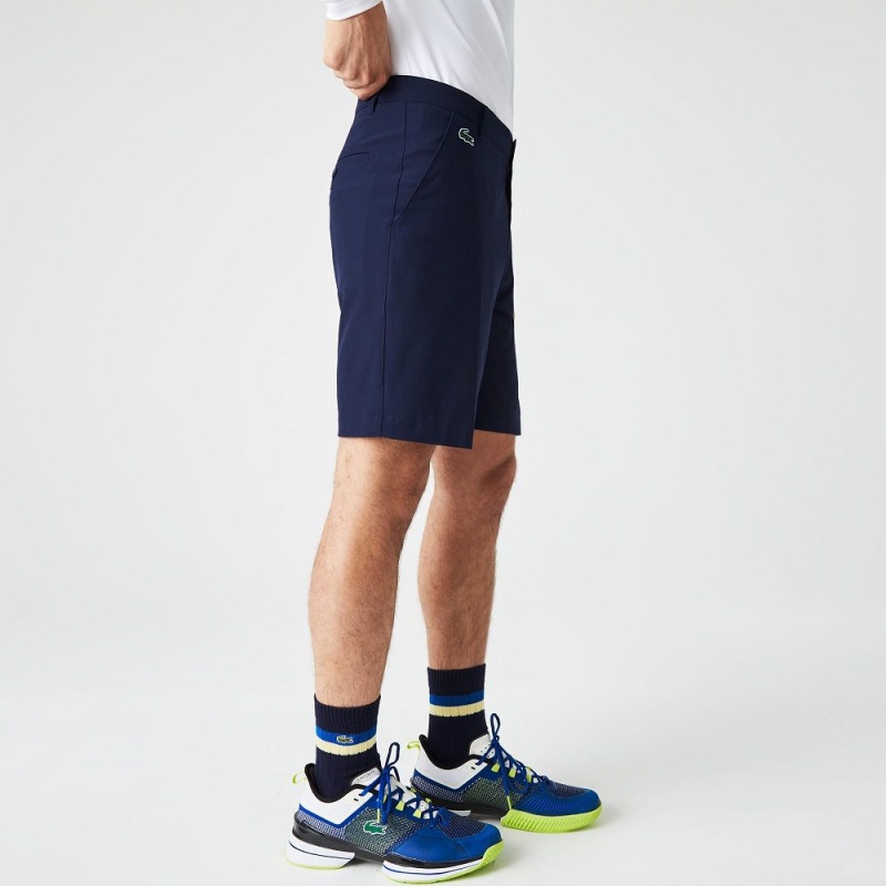 Men's Lacoste SPORT Lightweight Stretch Golf Shorts Navy Blue | CVK402716