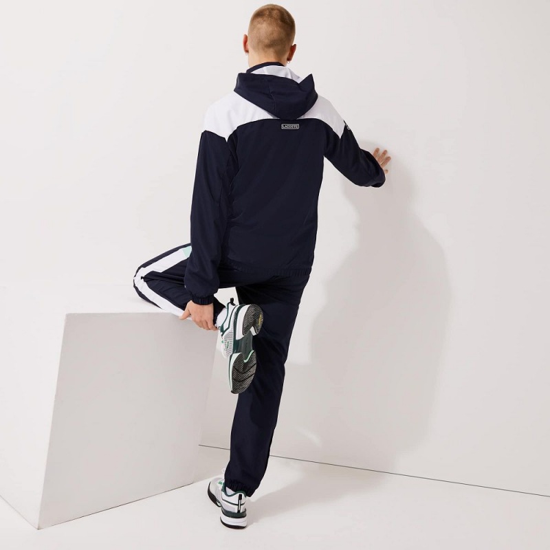 Men's Lacoste SPORT Lightweight Tracksuits Navy Blue White Green White | GPW923814