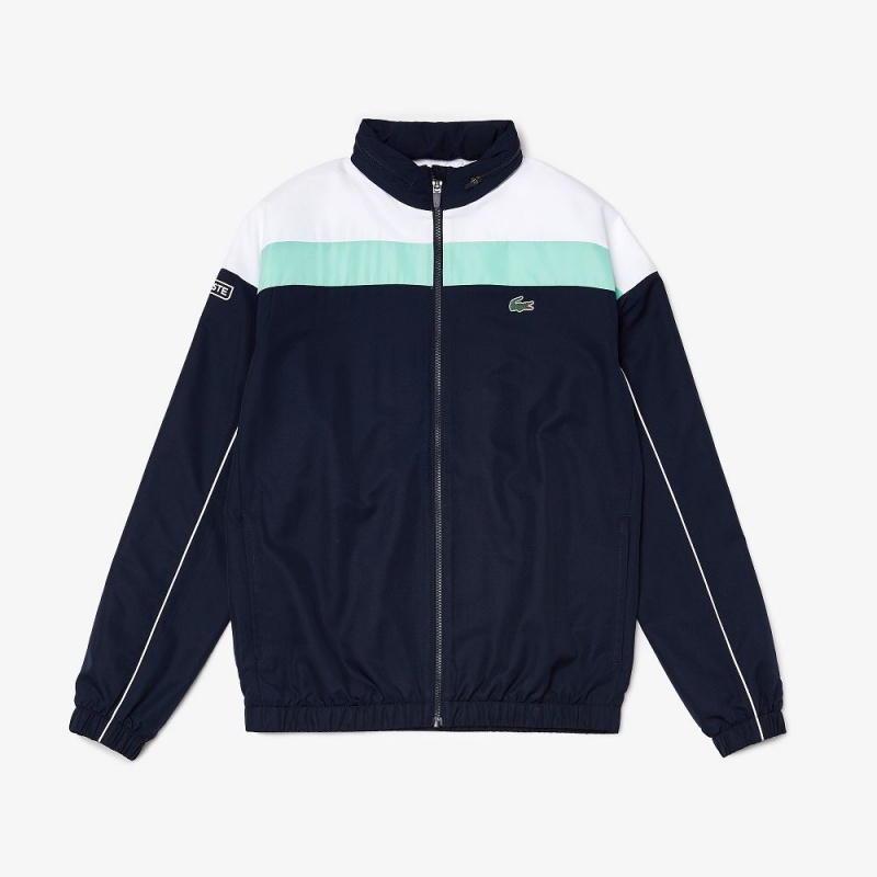 Men's Lacoste SPORT Lightweight Tracksuits Navy Blue White Green White | GPW923814