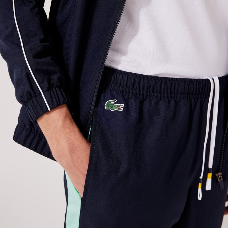 Men's Lacoste SPORT Lightweight Tracksuits Navy Blue White Green White | GPW923814