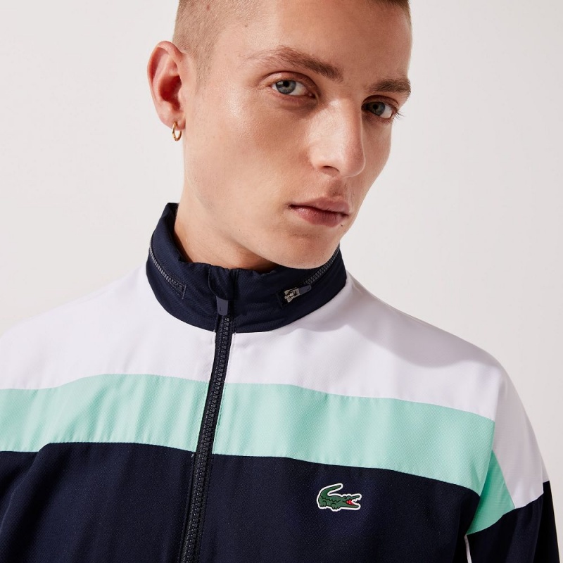 Men's Lacoste SPORT Lightweight Tracksuits Navy Blue White Green White | GPW923814