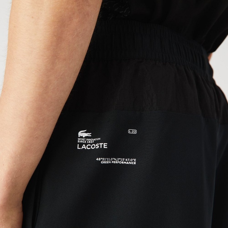 Men's Lacoste SPORT Lined Shorts Black Green White | TUL129760