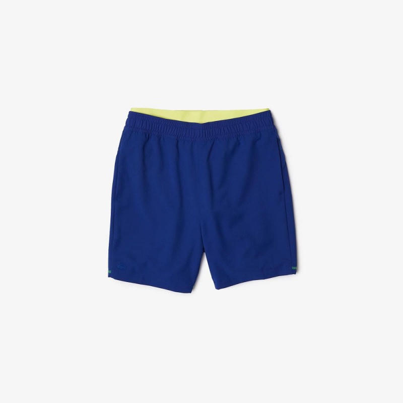 Men's Lacoste SPORT Lined Shorts Blue Flashy Yellow White | PJU231796