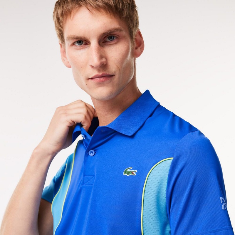 Men's Lacoste SPORT Novak Djokovic Regular Fit Colorblock Polo Shirts Blue | BRN615297