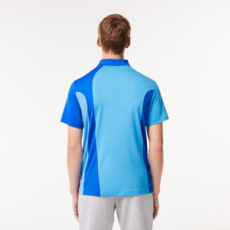 Men's Lacoste SPORT Novak Djokovic Regular Fit Colorblock Polo Shirts Blue | BRN615297