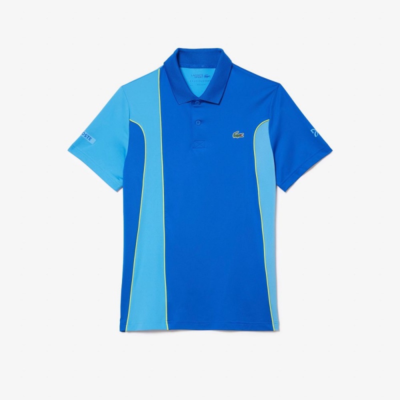 Men's Lacoste SPORT Novak Djokovic Regular Fit Colorblock Polo Shirts Blue | BRN615297