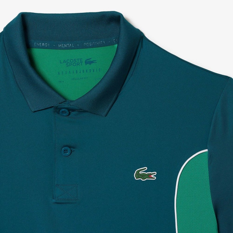 Men's Lacoste SPORT Novak Djokovic Regular Fit Colorblock Polo Shirts Green | JEW105687