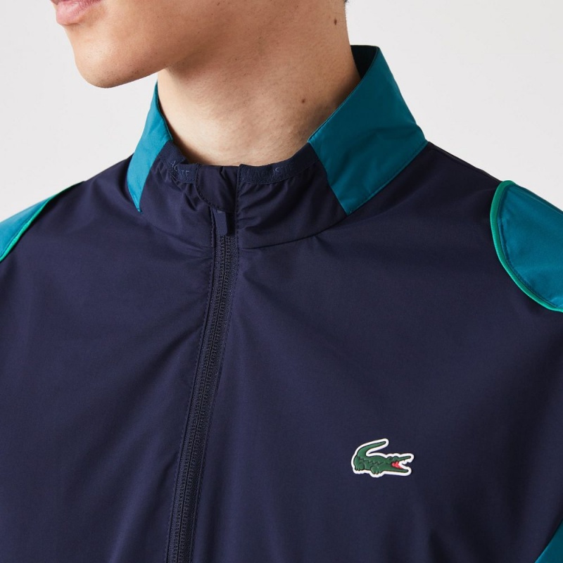 Men's Lacoste SPORT Packable Golf Jackets Navy Blue Green | XIR172539