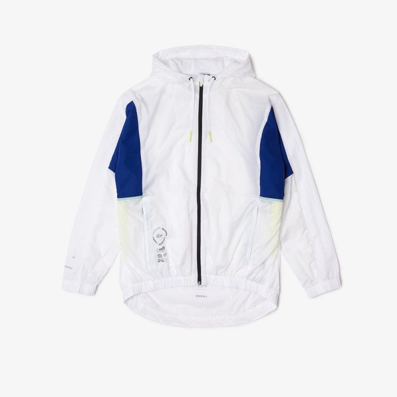 Men's Lacoste SPORT Packable Zip-Up Jackets White Blue Flashy Yellow Black | MHF983260