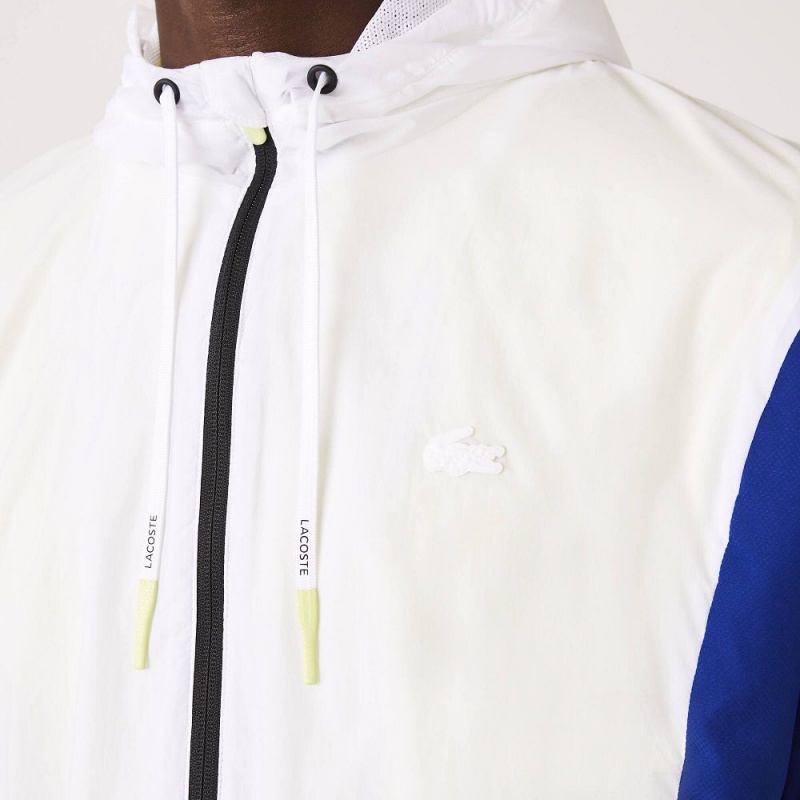 Men's Lacoste SPORT Packable Zip-Up Jackets White Blue Flashy Yellow Black | MHF983260