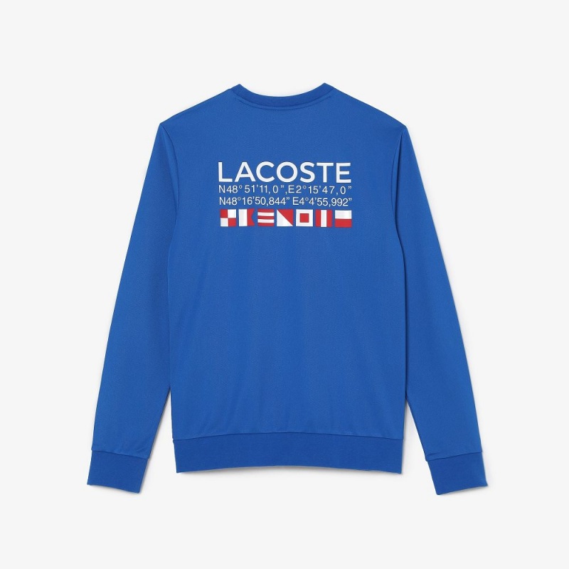 Men's Lacoste SPORT Printed Tennis Sweatshirt Blue | HXF198025