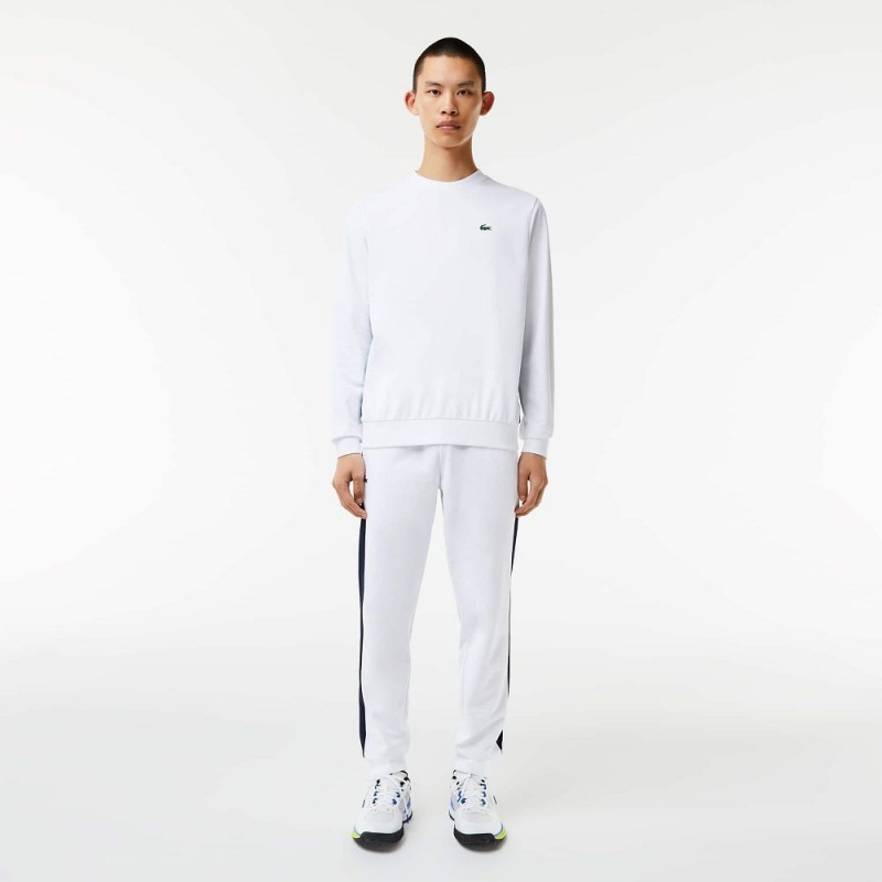 Men's Lacoste SPORT Printed Tennis Sweatshirt White | HAO149856