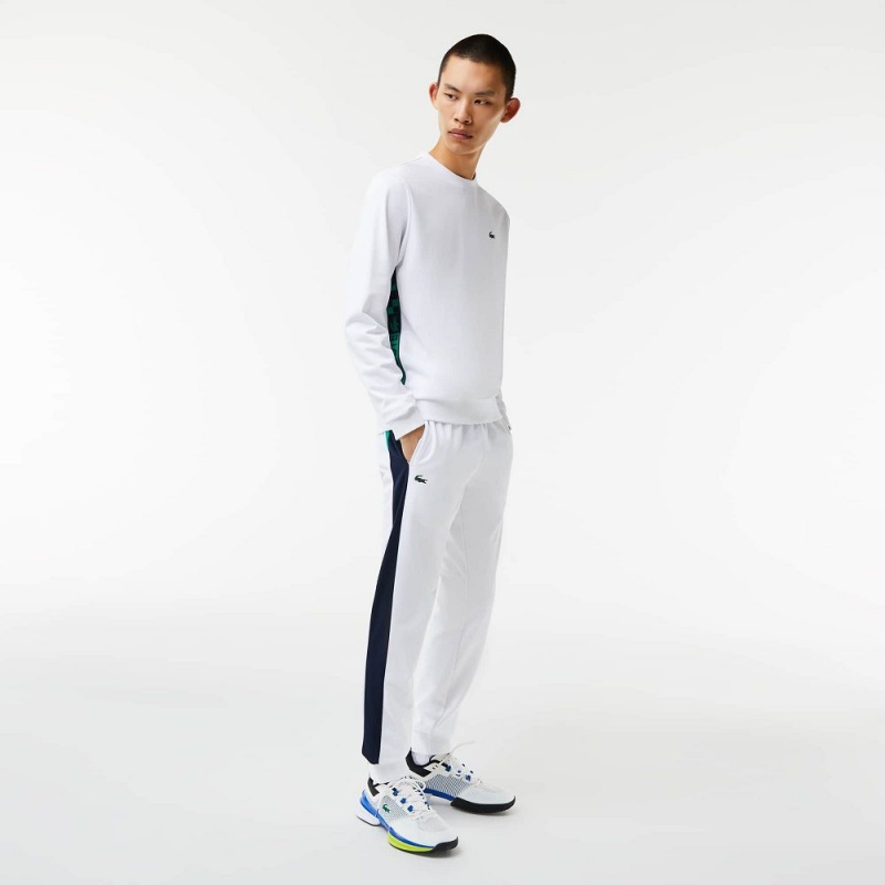 Men's Lacoste SPORT Printed Tennis Sweatshirt White | HAO149856