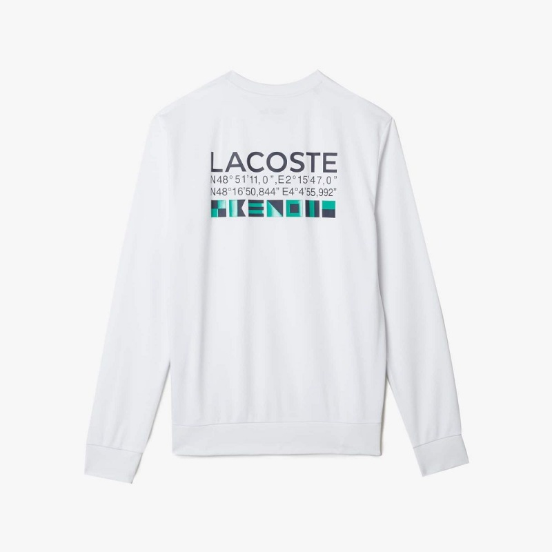 Men's Lacoste SPORT Printed Tennis Sweatshirt White | HAO149856