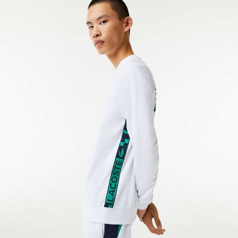 Men's Lacoste SPORT Printed Tennis Sweatshirt White | HAO149856