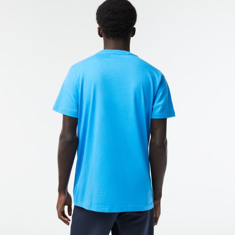 Men's Lacoste SPORT Regular Fit Organic Cotton T-Shirt Azur blue | NDF947502