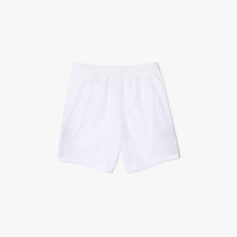 Men's Lacoste SPORT Regular Fit Tennis Shorts White Navy Blue | YRD608314