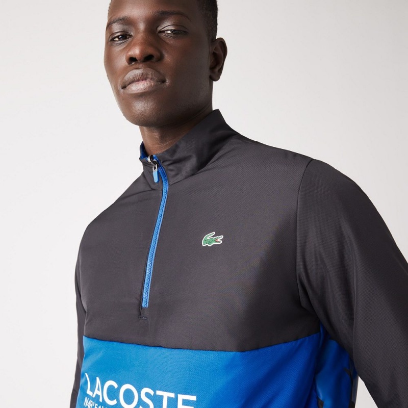 Men's Lacoste SPORT Reversible Water-Repellent Tennis Jackets Blue White Black Blue | BCA923617