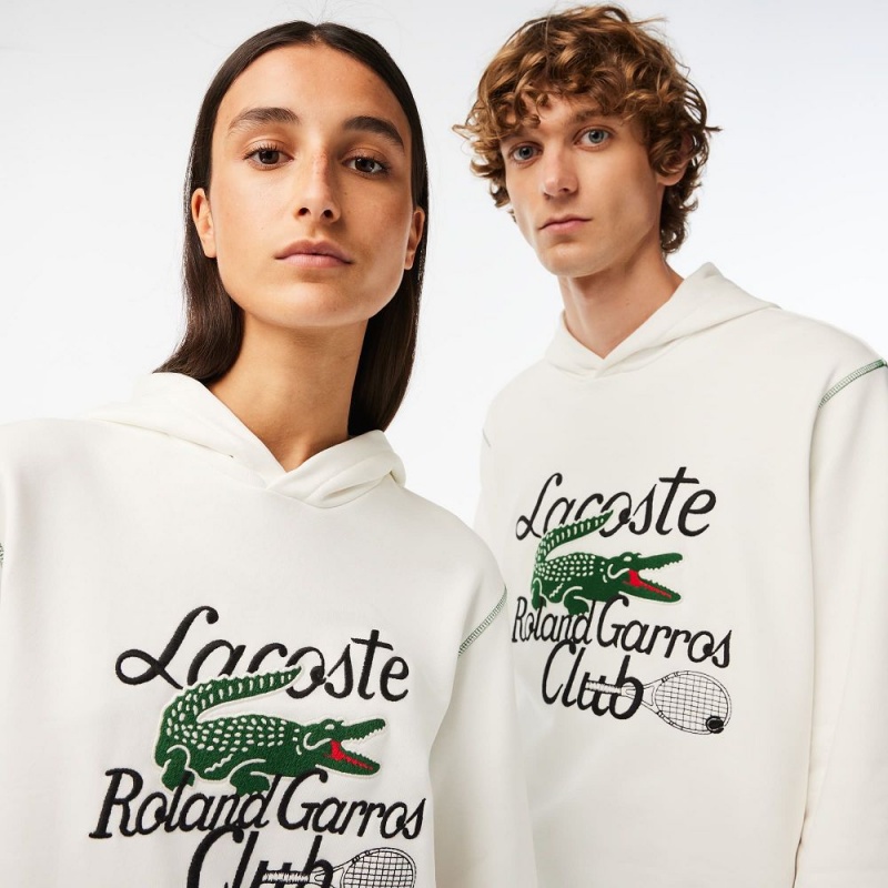 Men's Lacoste SPORT Roland Garros Edition Hoodie White | AOZ402791