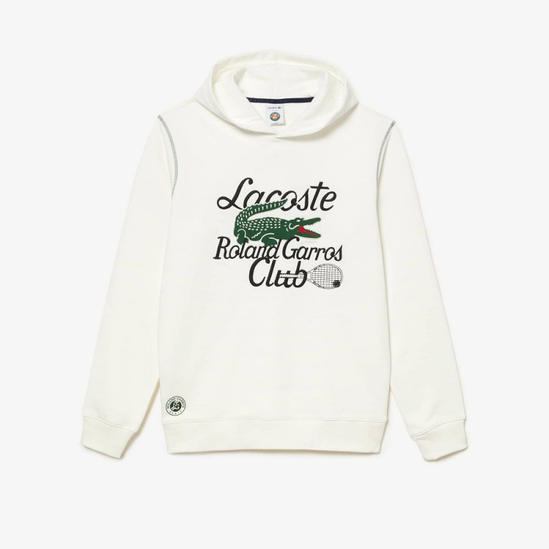 Men's Lacoste SPORT Roland Garros Edition Hoodie White | AOZ402791