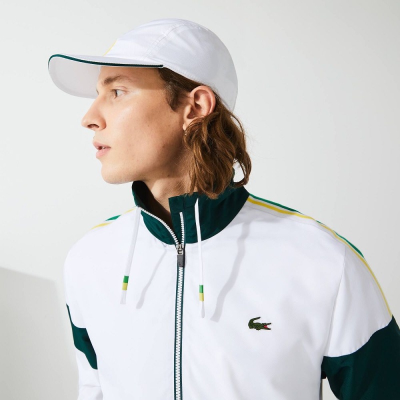 Men's Lacoste SPORT Striped Tracksuits White Green Yellow Black | MDZ073148