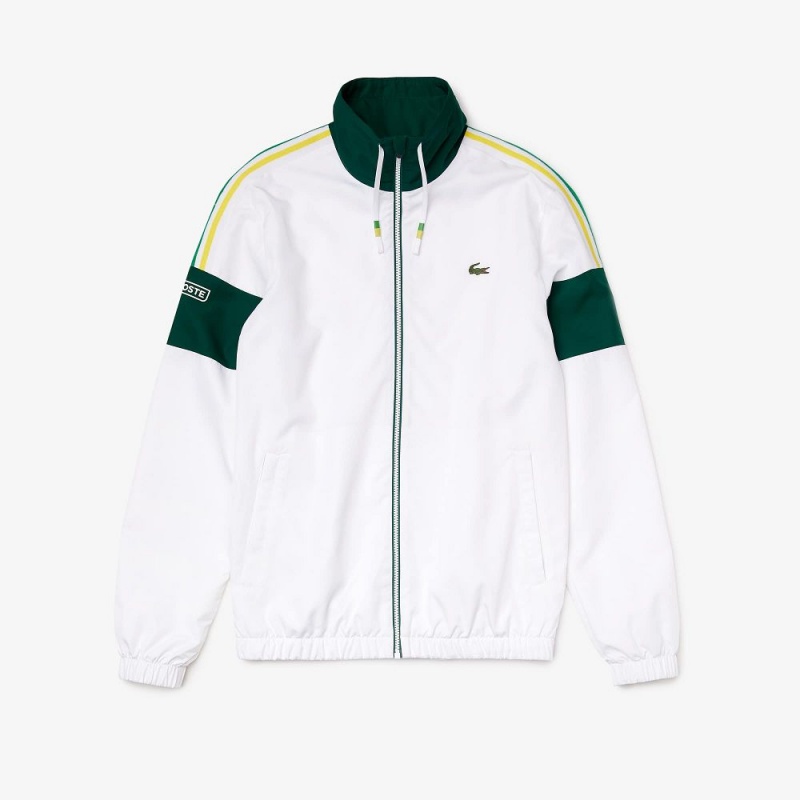 Men's Lacoste SPORT Striped Tracksuits White Green Yellow Black | MDZ073148