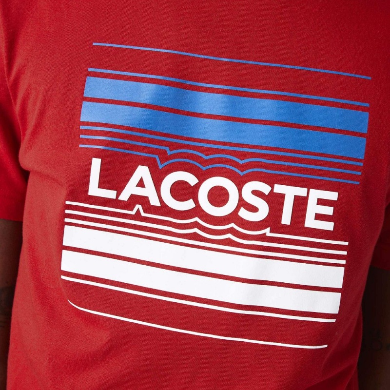 Men's Lacoste SPORT Stylized Logo Print Organic Cotton T-Shirt Red | OSR691708