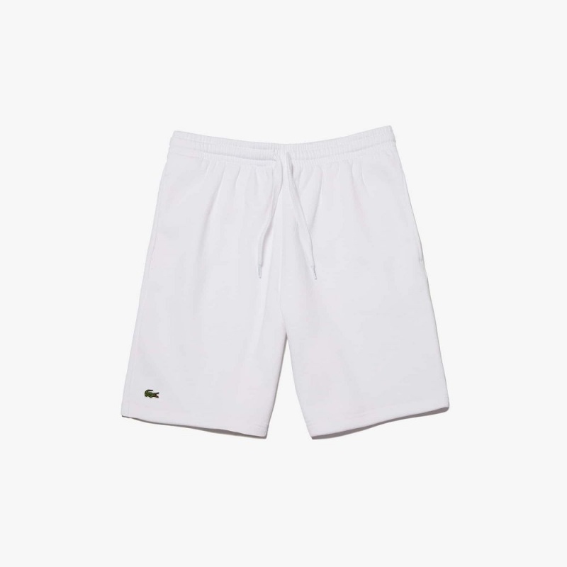 Men\'s Lacoste SPORT Tennis Fleece Shorts White | ENT621047