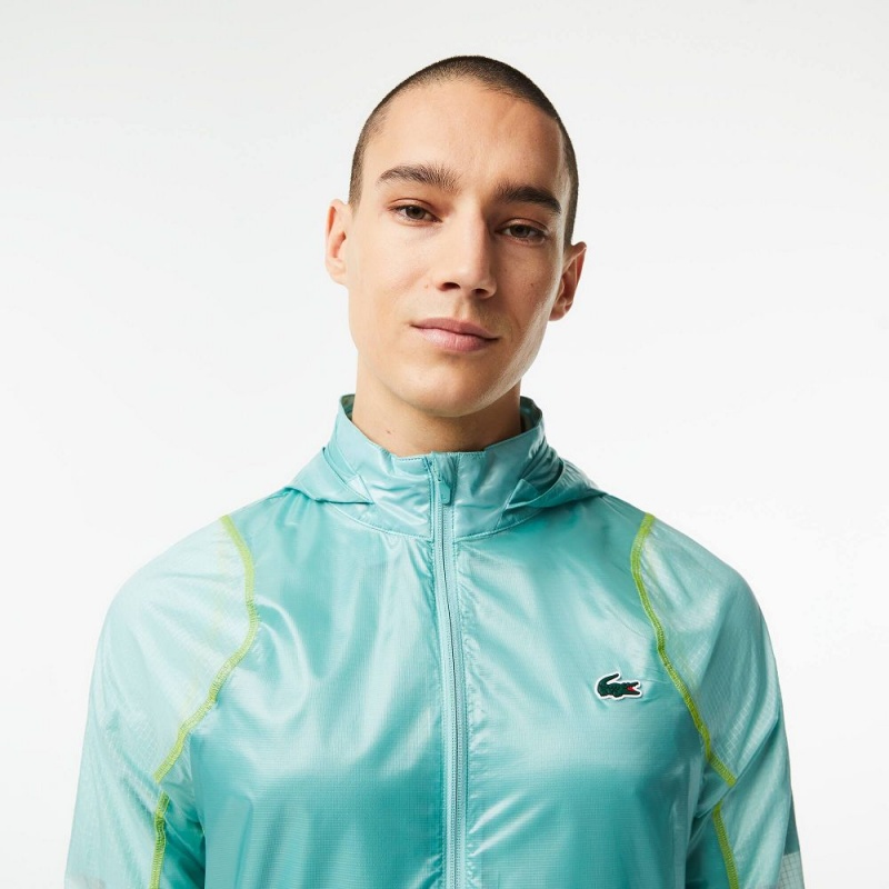 Men's Lacoste SPORT Waterproof Windbreaker Jackets Green Light Green Yellow | NEK420167