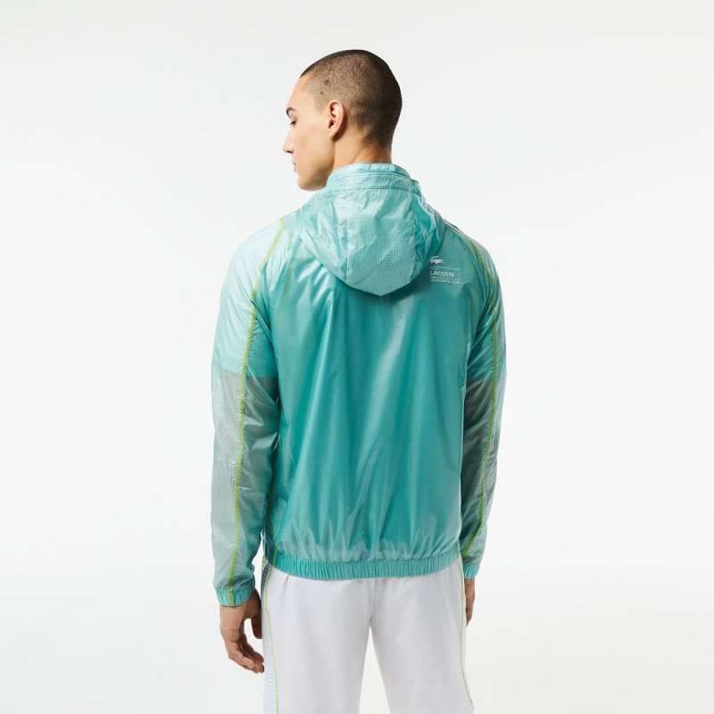 Men's Lacoste SPORT Waterproof Windbreaker Jackets Green Light Green Yellow | NEK420167