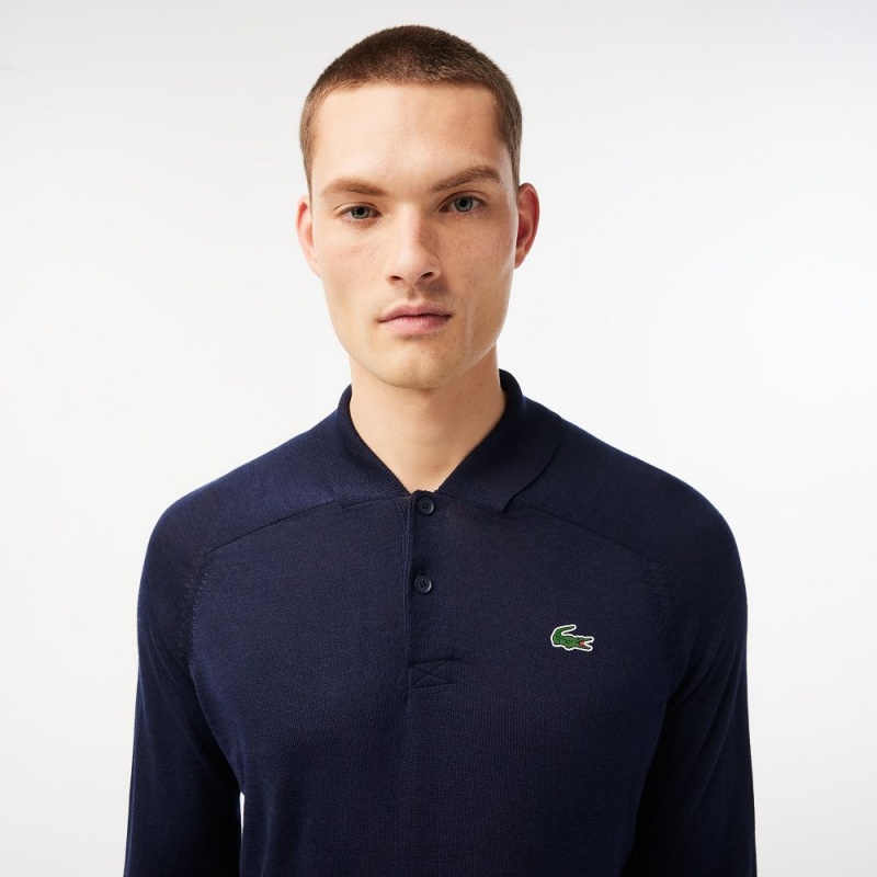 Men's Lacoste SPORT Wool Golf Sweater Navy Blue | KVR586430