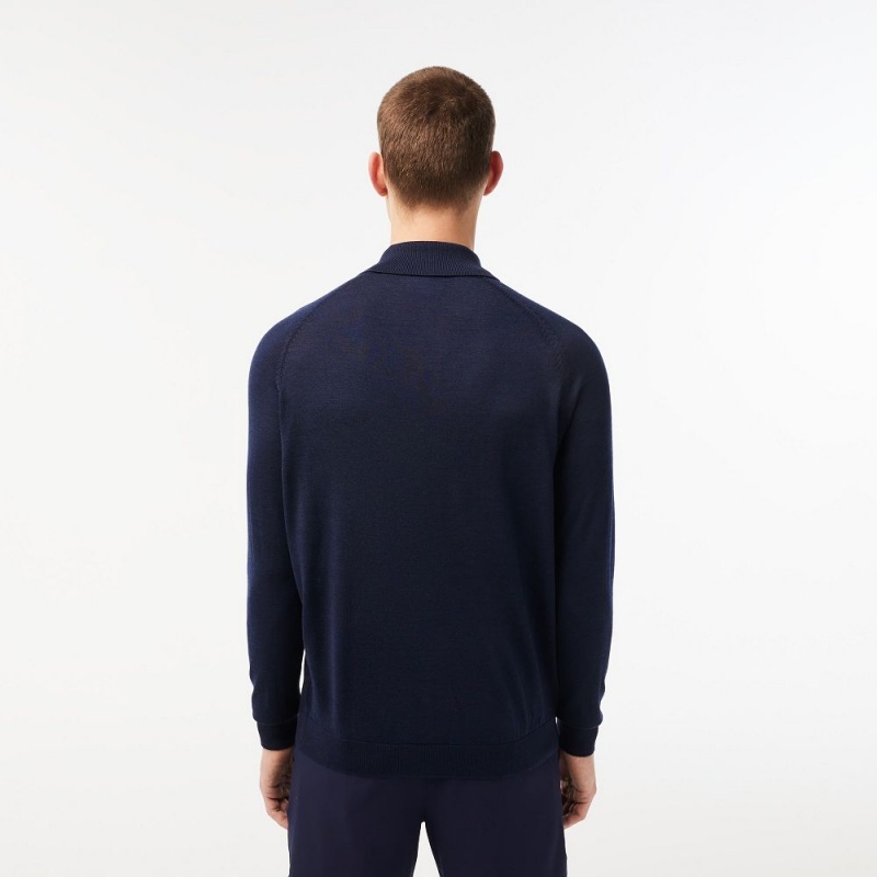 Men's Lacoste SPORT Wool Golf Sweater Navy Blue | KVR586430