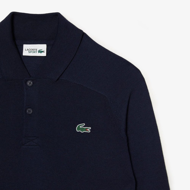 Men's Lacoste SPORT Wool Golf Sweater Navy Blue | KVR586430