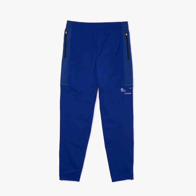 Men's Lacoste SPORT Zip Pockets Tapered Joggers Blue White | WTJ380592