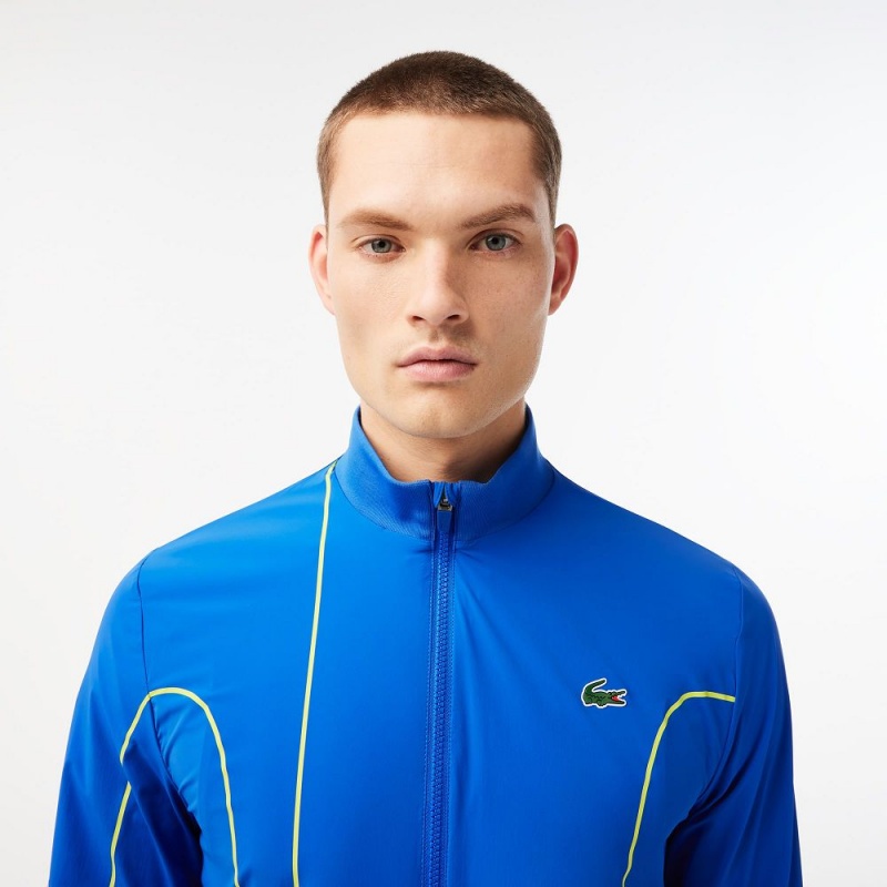 Men's Lacoste SPORT x Novak Djokovic Ceremony Jackets Blue Yellow | IBT459306